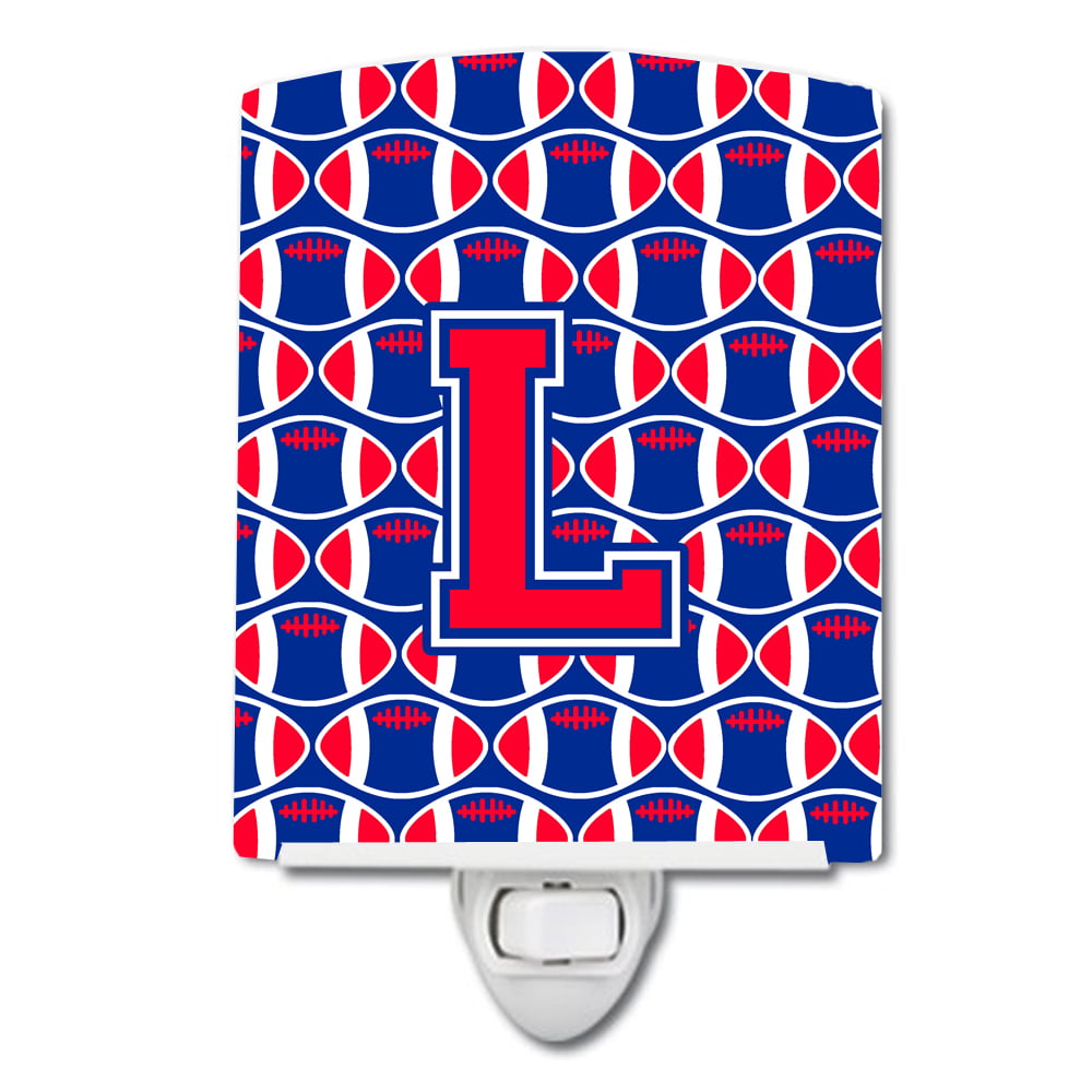 Letter L Football Harvard Crimson & Yale Blue Ceramic Night Light