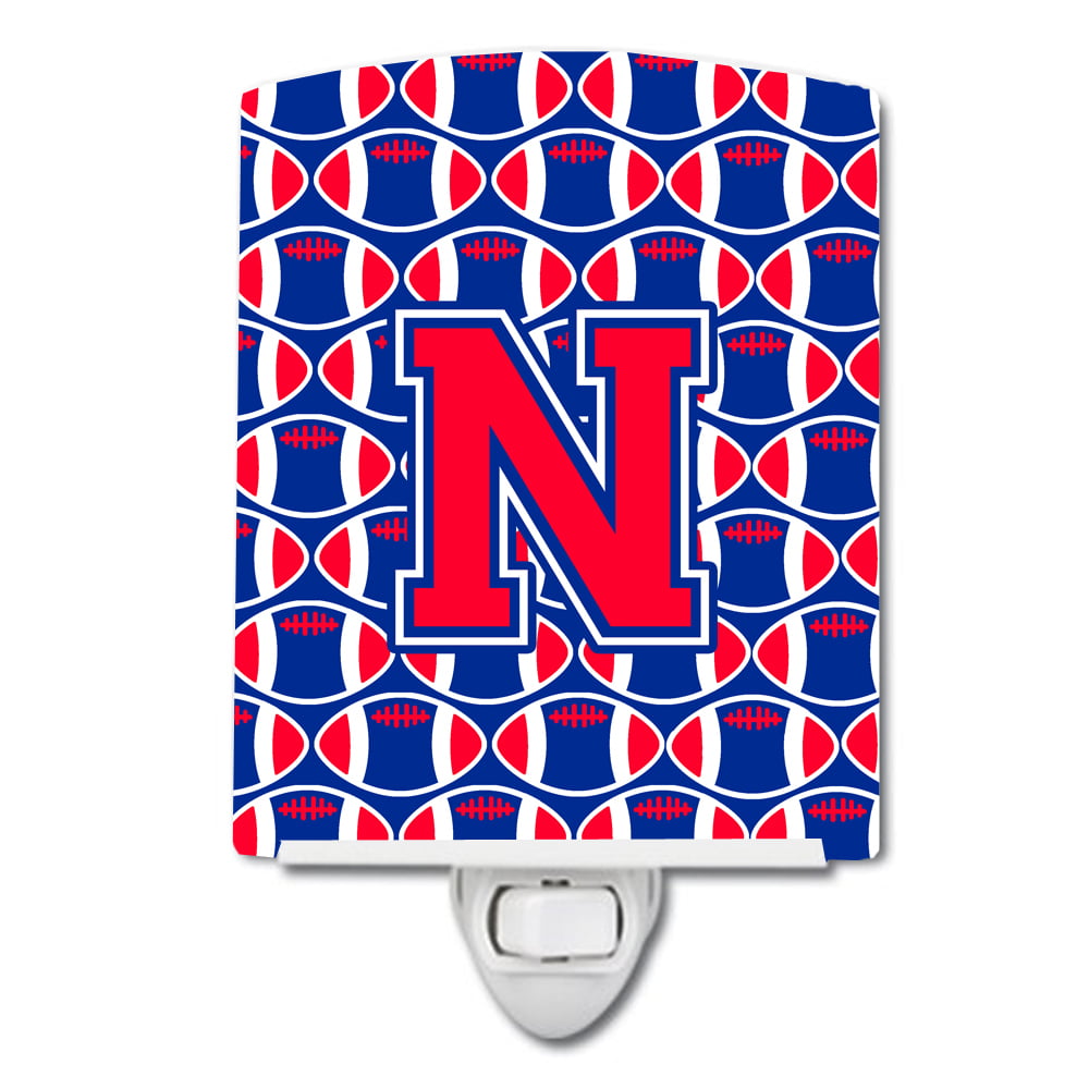 Letter N Football Harvard Crimson & Yale Blue Ceramic Night Light
