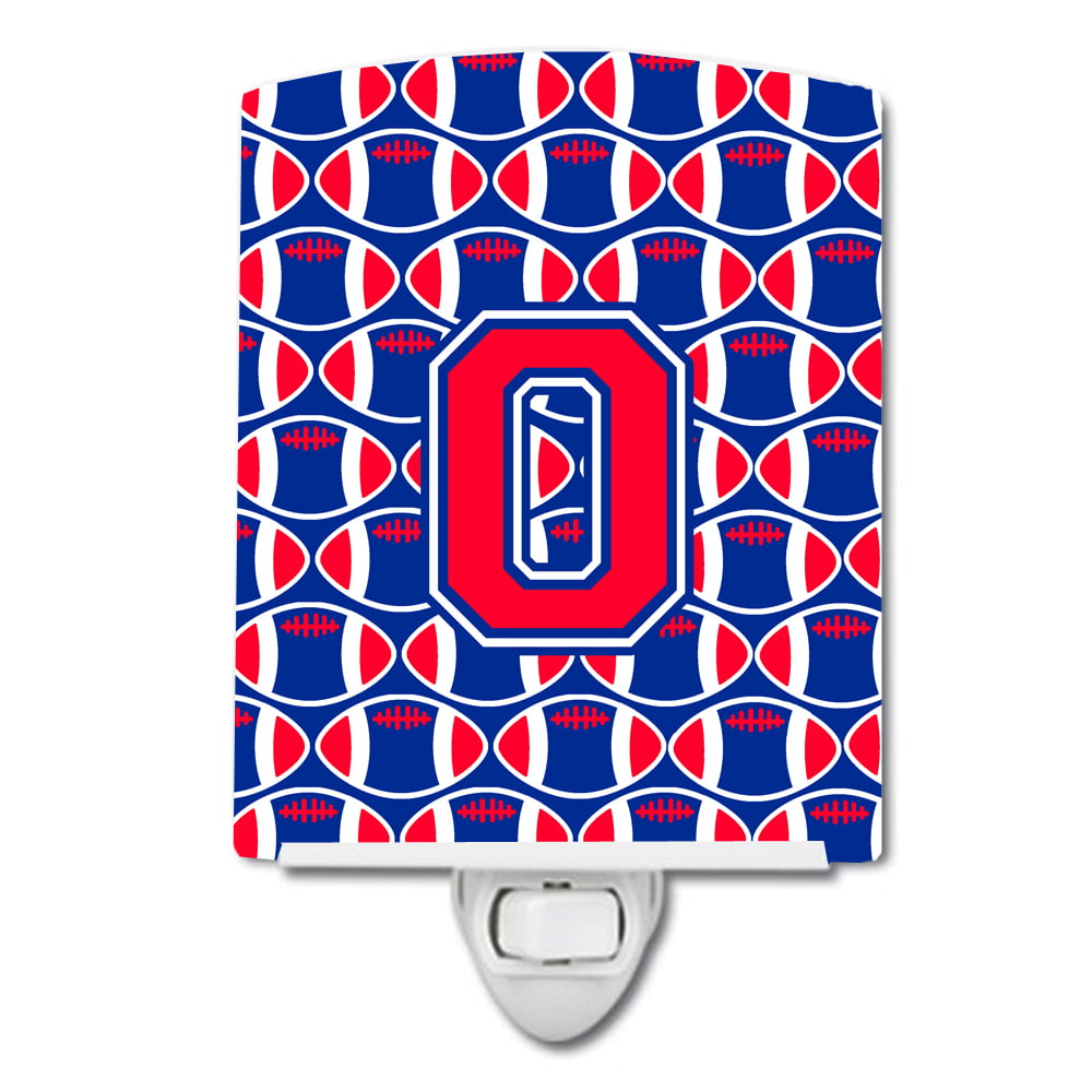 Letter O Football Harvard Crimson & Yale Blue Ceramic Night Light