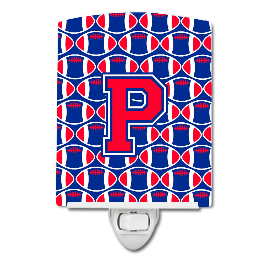 Letter P Football Harvard Crimson & Yale Blue Ceramic Night Light