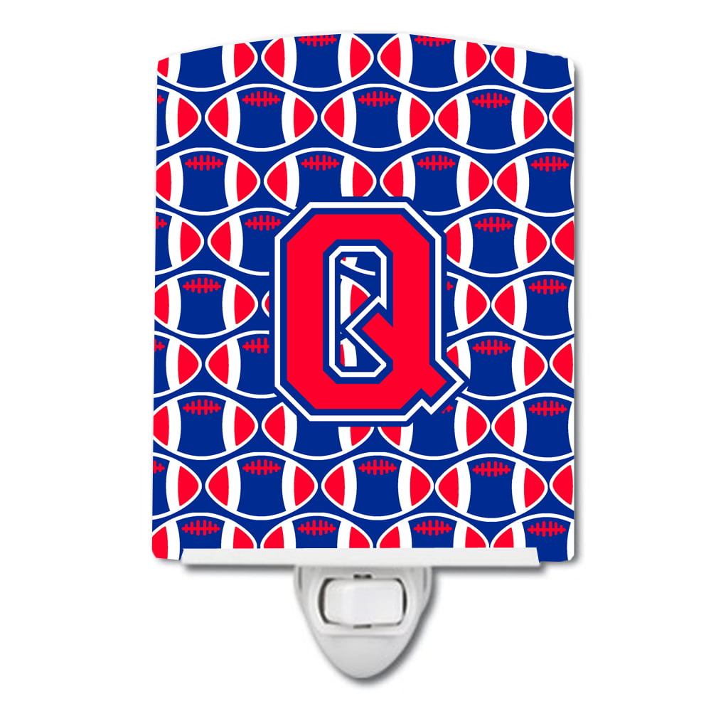 Letter Q Football Harvard Crimson & Yale Blue Ceramic Night Light