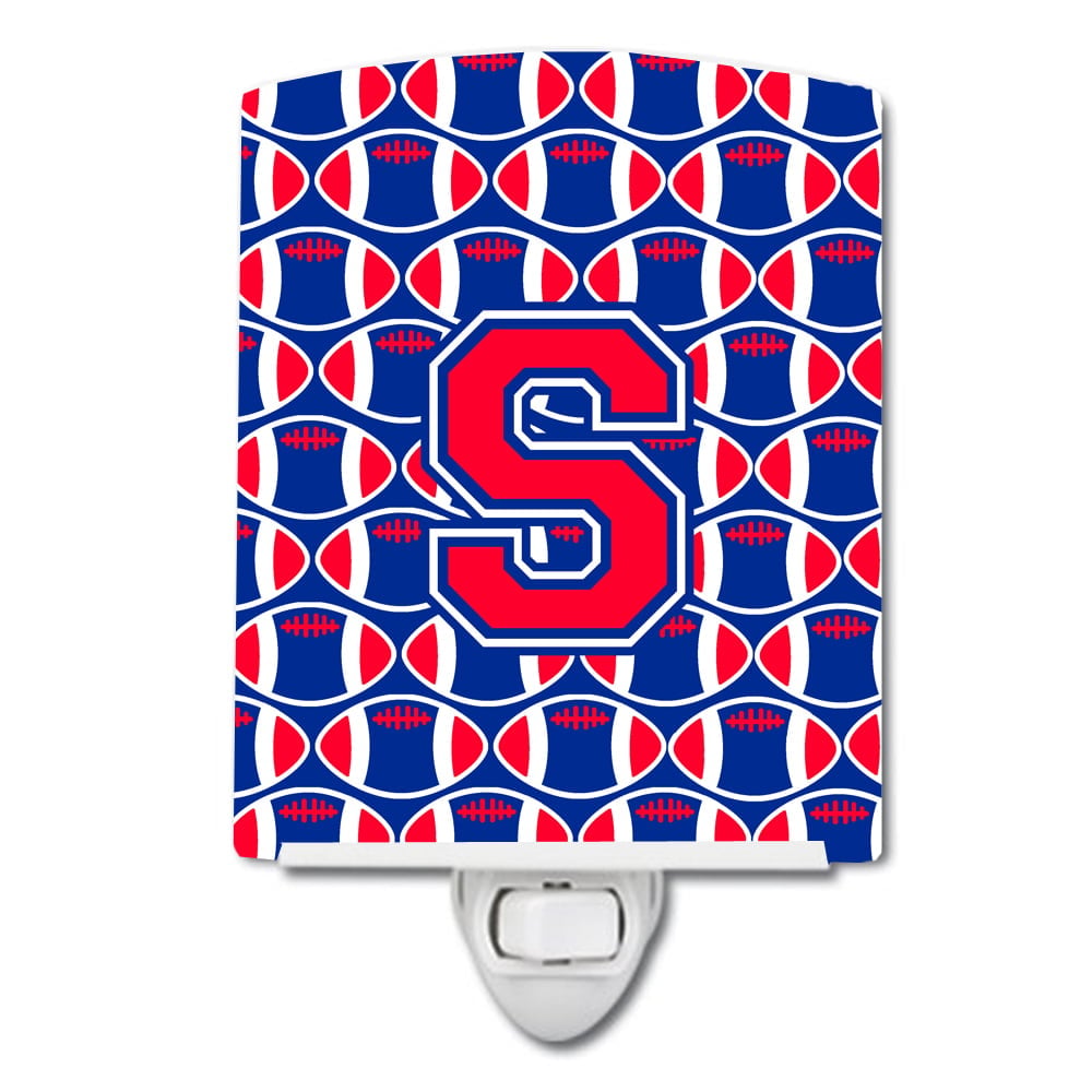 Letter S Football Harvard Crimson & Yale Blue Ceramic Night Light