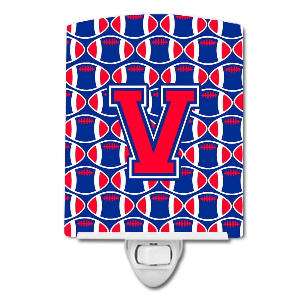 Letter V Football Harvard Crimson & Yale Blue Ceramic Night Light