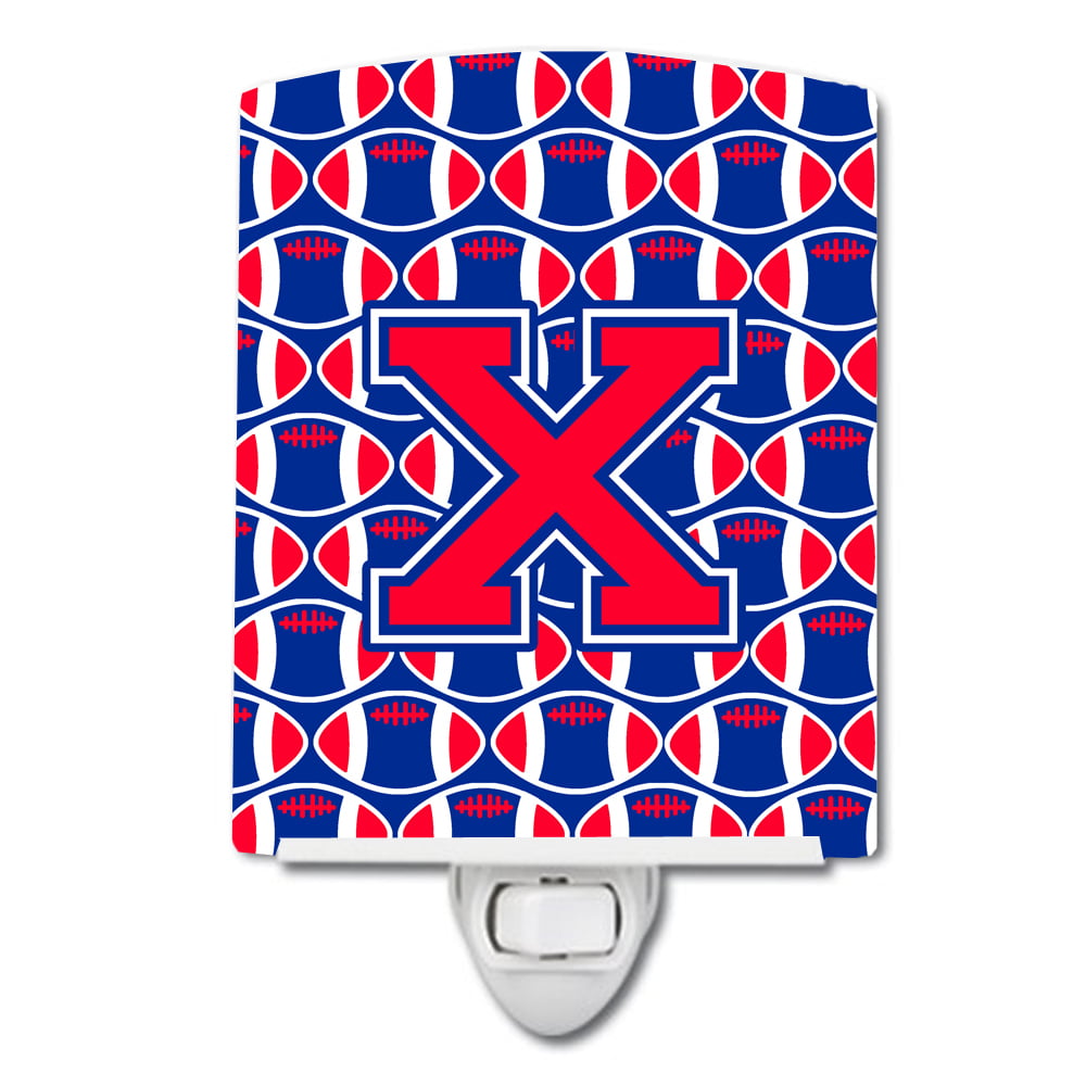 Letter X Football Harvard Crimson & Yale Blue Ceramic Night Light