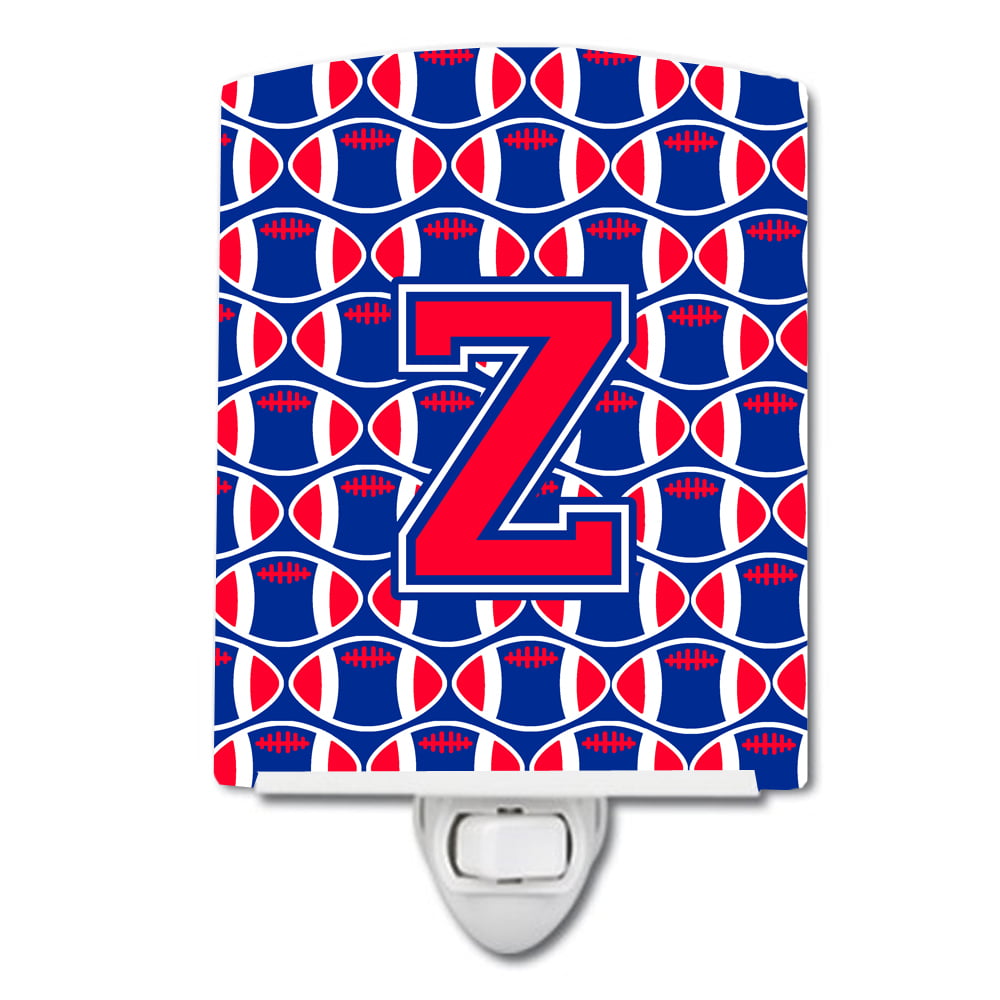 Letter Z Football Harvard Crimson & Yale Blue Ceramic Night Light