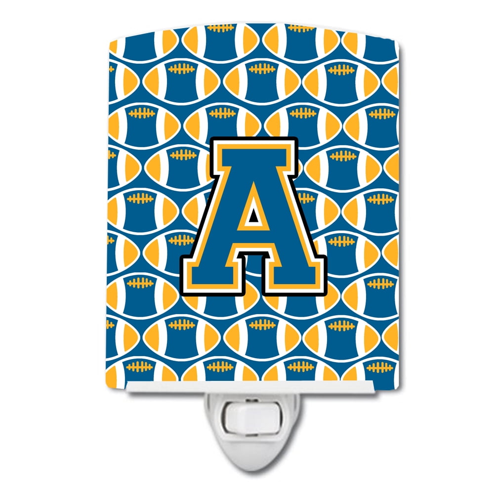 Letter A Football Blue & Gold Ceramic Night Light