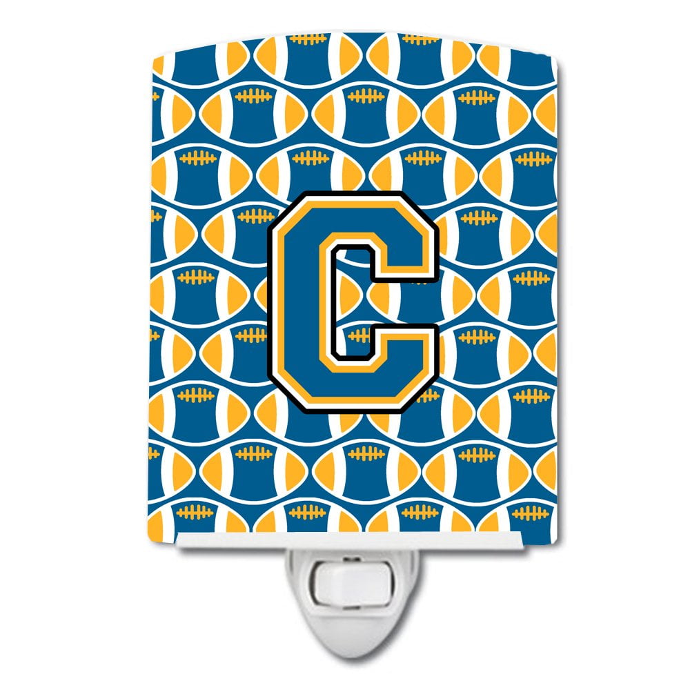 Letter C Football Blue & Gold Ceramic Night Light