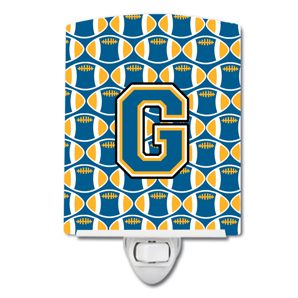 Letter G Football Blue & Gold Ceramic Night Light