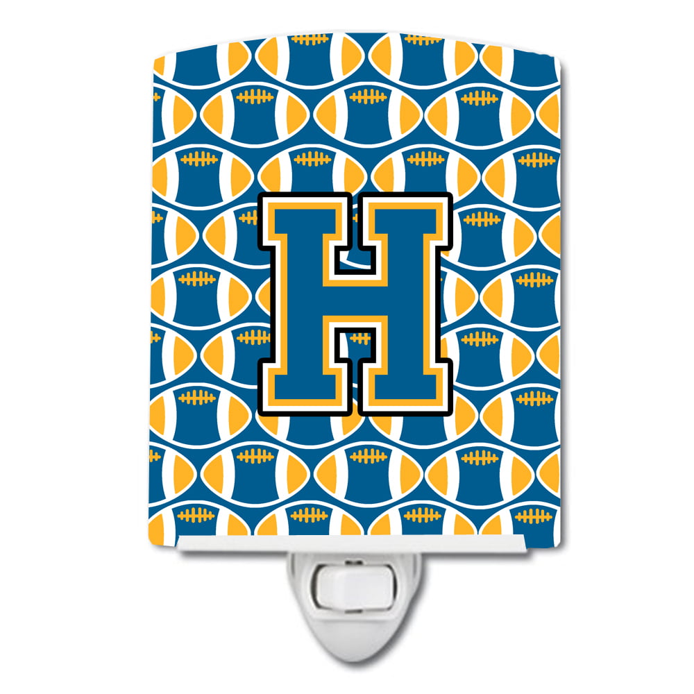 Letter H Football Blue & Gold Ceramic Night Light