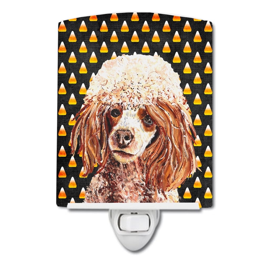 SC9651CNL Red Miniature Poodle Candy Corn Halloween Ceramic Night Light