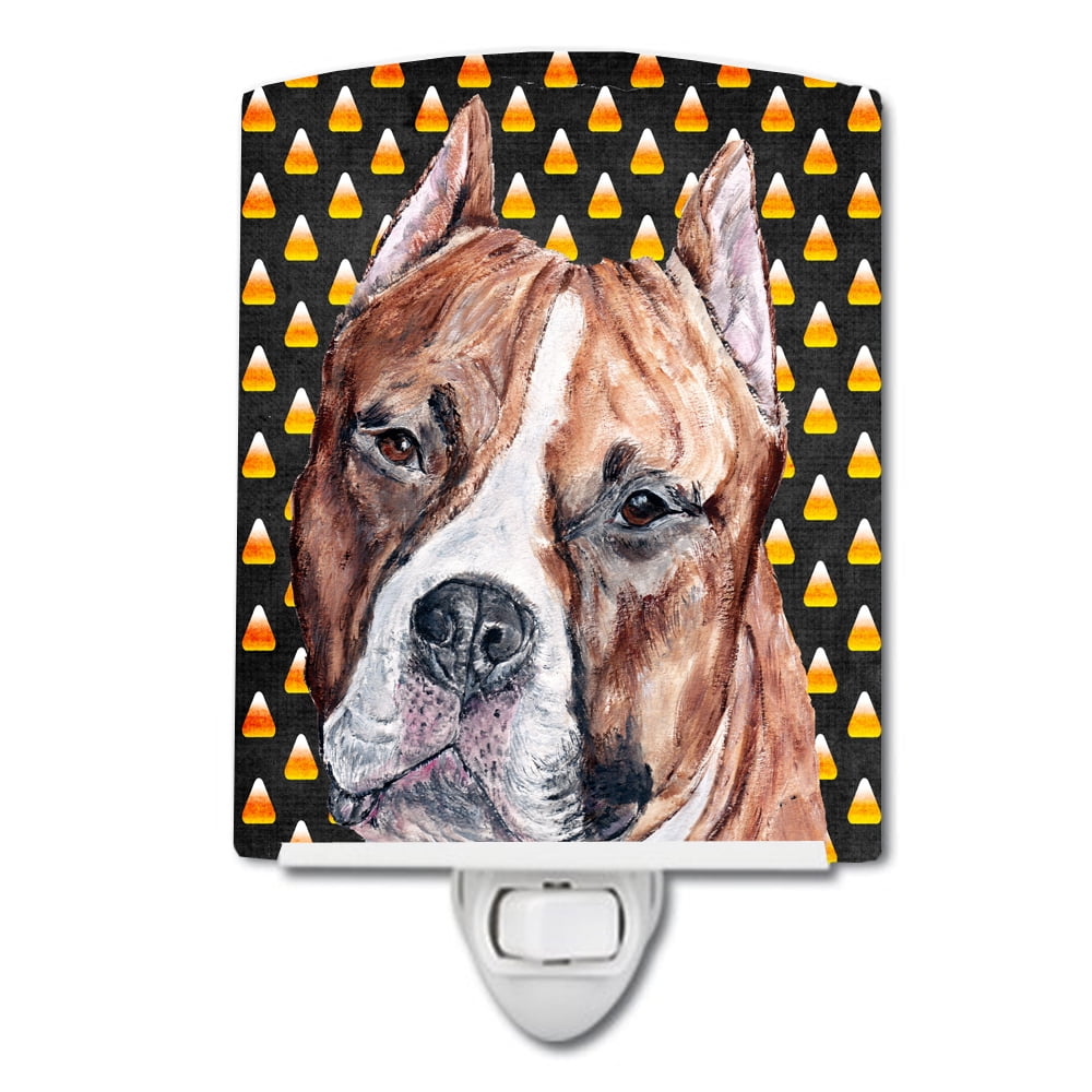Staffordshire Bull Terrier Staffie Candy Corn Halloween Ceramic Night Light