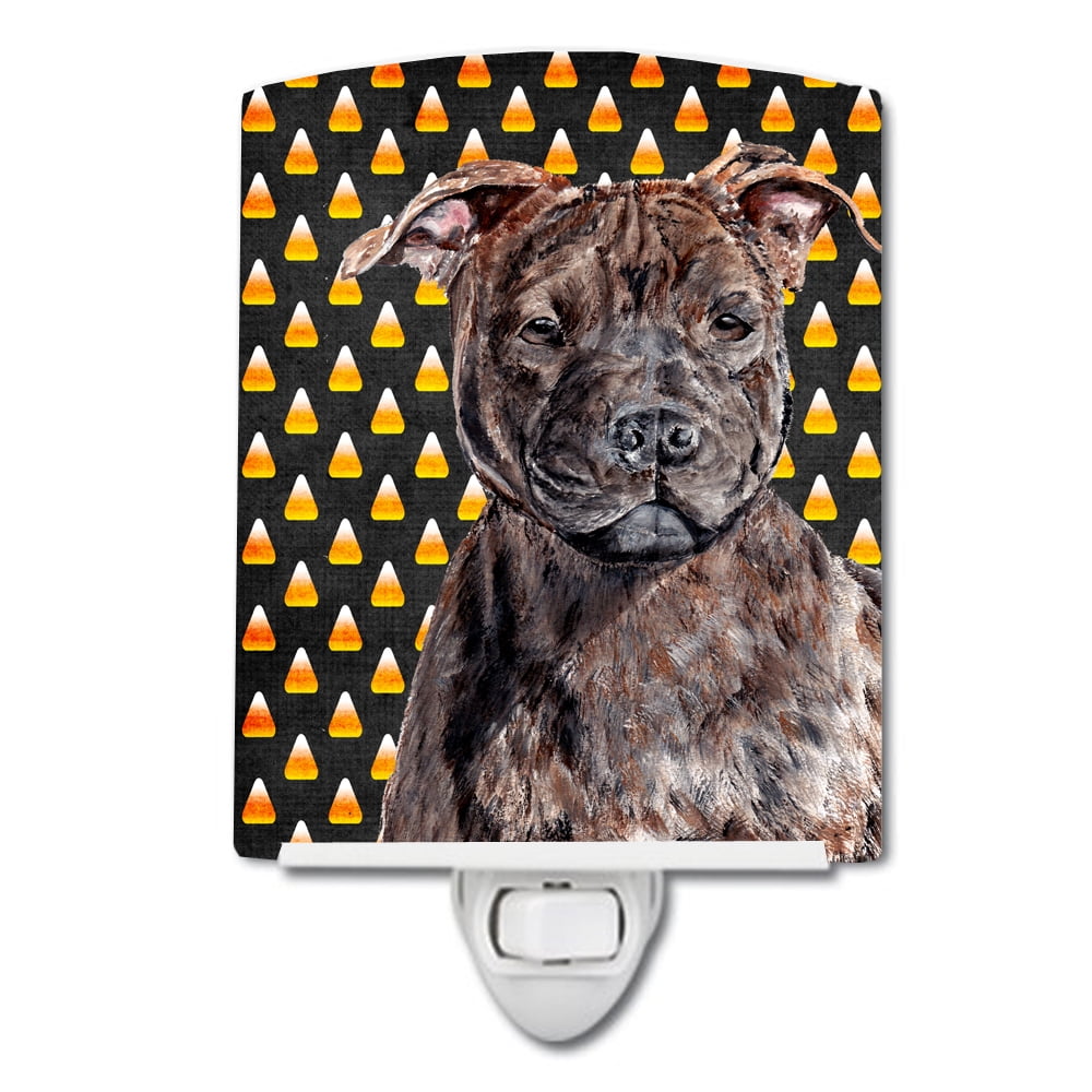 Staffordshire Bull Terrier Staffie Candy Corn Halloween Ceramic Night Light