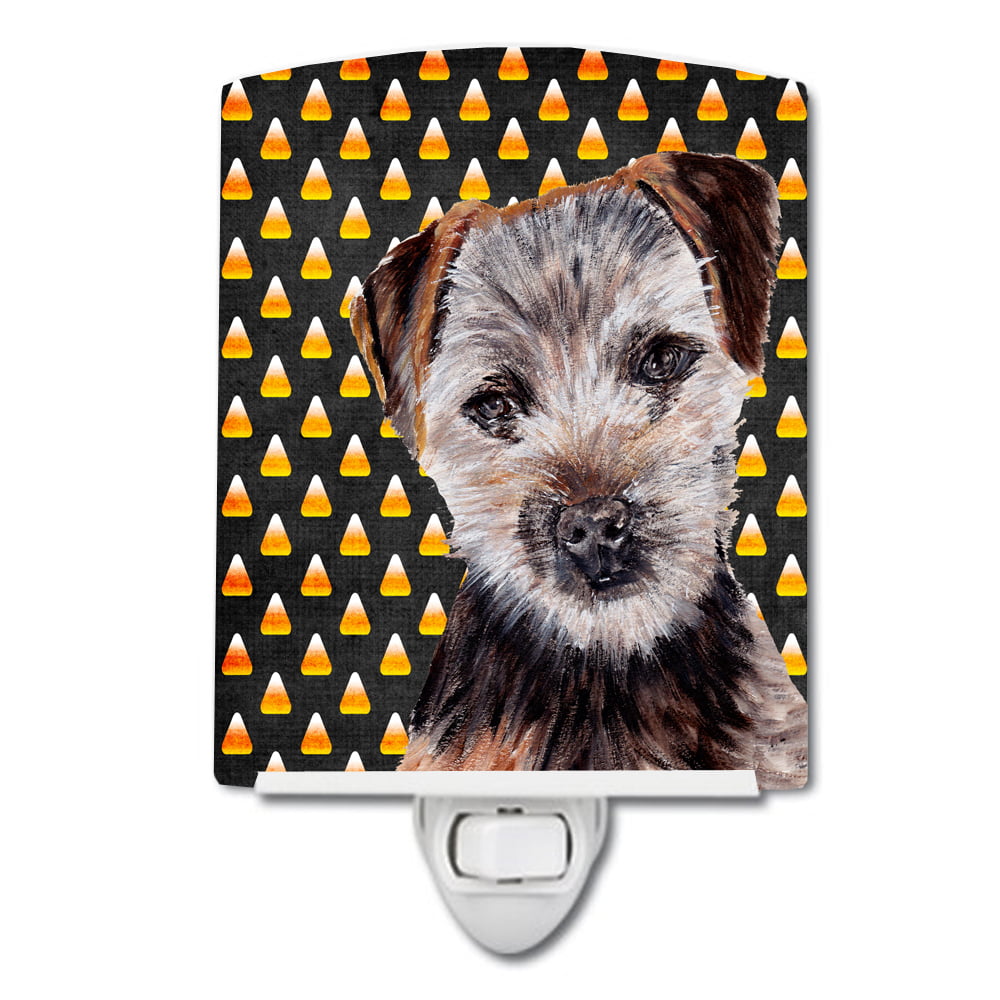 Norfolk Terrier Puppy Candy Corn Halloween Ceramic Night Light
