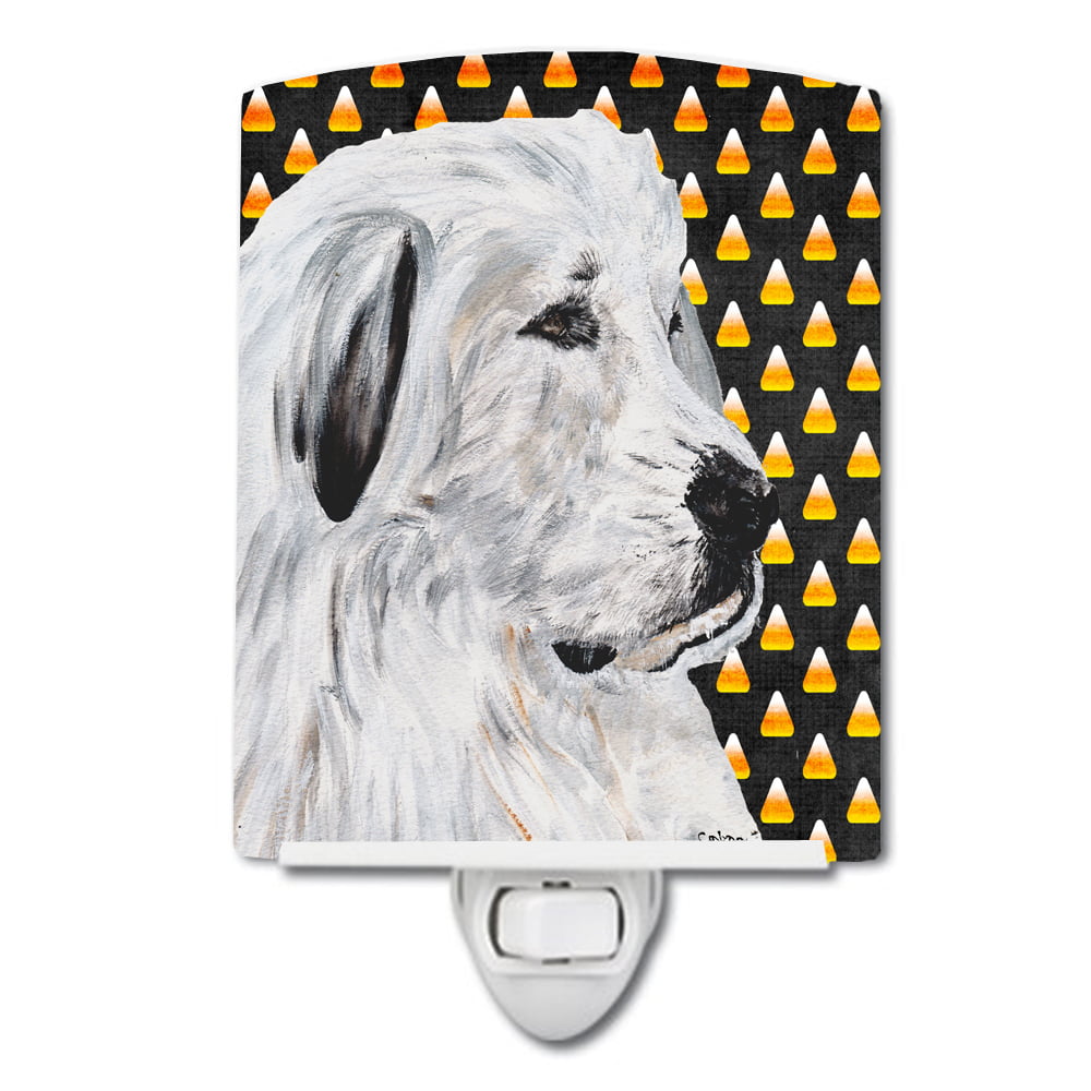 SC9666CNL Great Pyrenees Candy Corn Halloween Ceramic Night Light