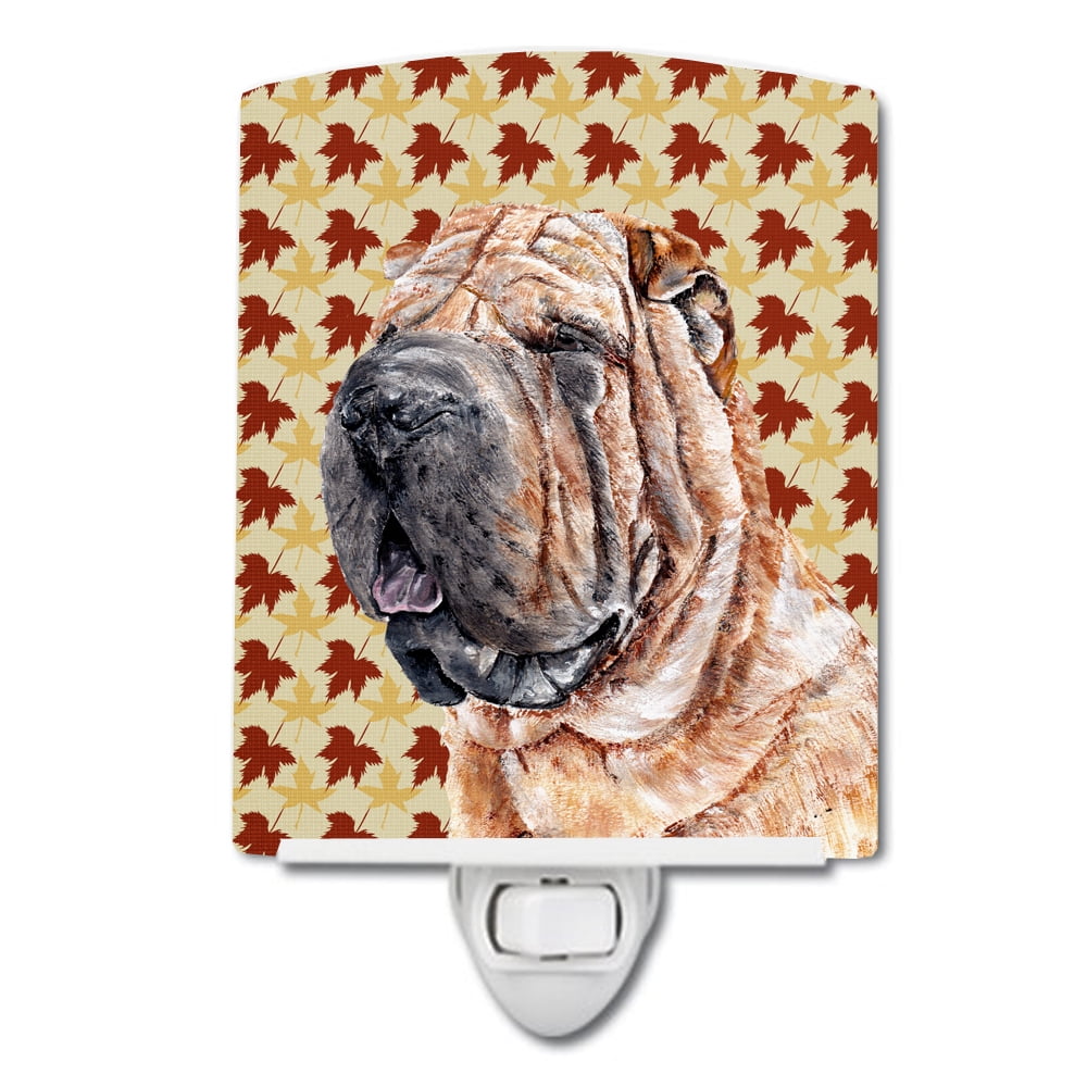 SC9671CNL Shar Pei Fall Leaves Ceramic Night Light