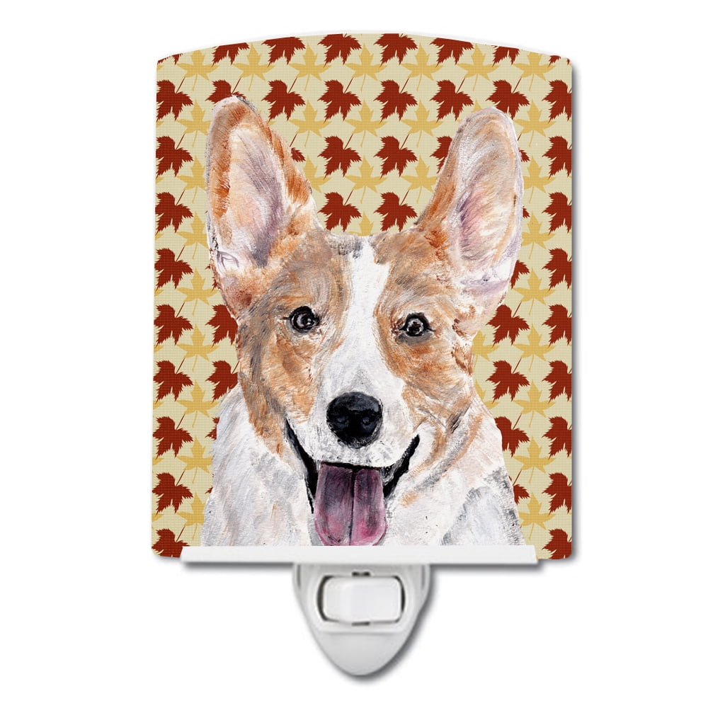 SC9672CNL Cardigan Corgi Fall Leaves Ceramic Night Light
