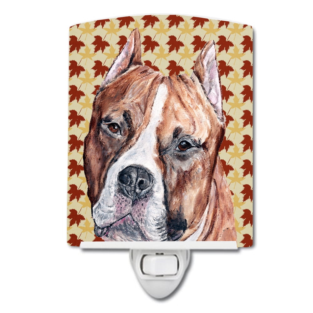Staffordshire Bull Terrier Staffie Fall Leaves Ceramic Night Light