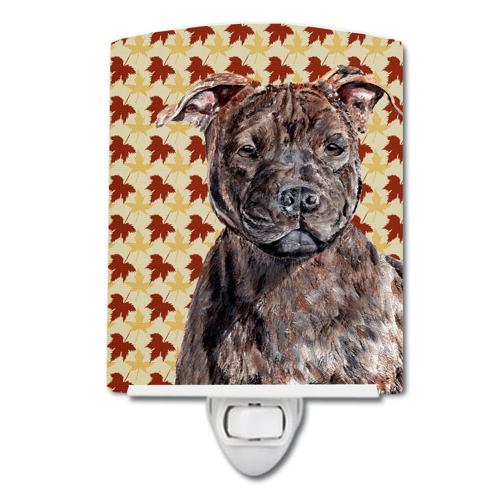 Staffordshire Bull Terrier Staffie Fall Leaves Ceramic Night Light