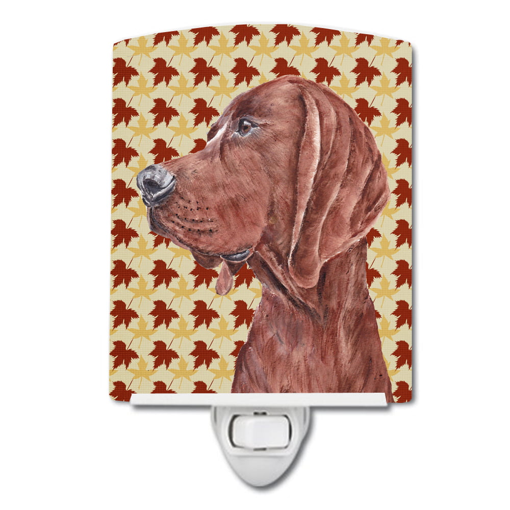 SC9683CNL Redbone Coonhound Fall Leaves Ceramic Night Light