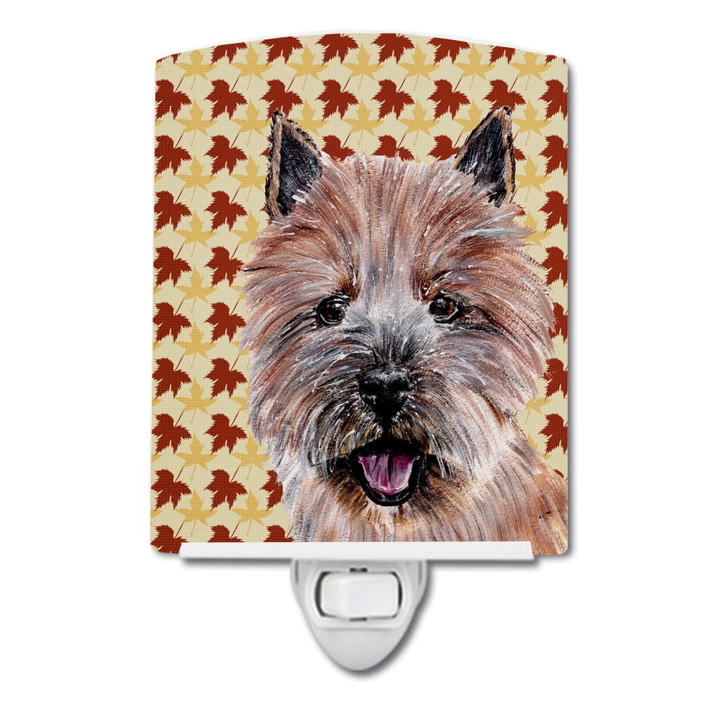 SC9686CNL Norwich Terrier Fall Leaves Ceramic Night Light