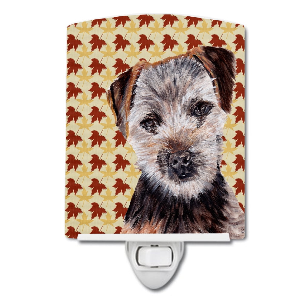 Norfolk Terrier Puppy Fall Leaves Ceramic Night Light