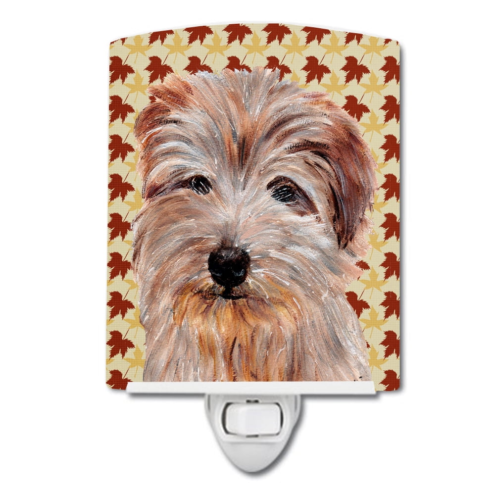 Norfolk Terrier Fall Leaves Ceramic Night Light