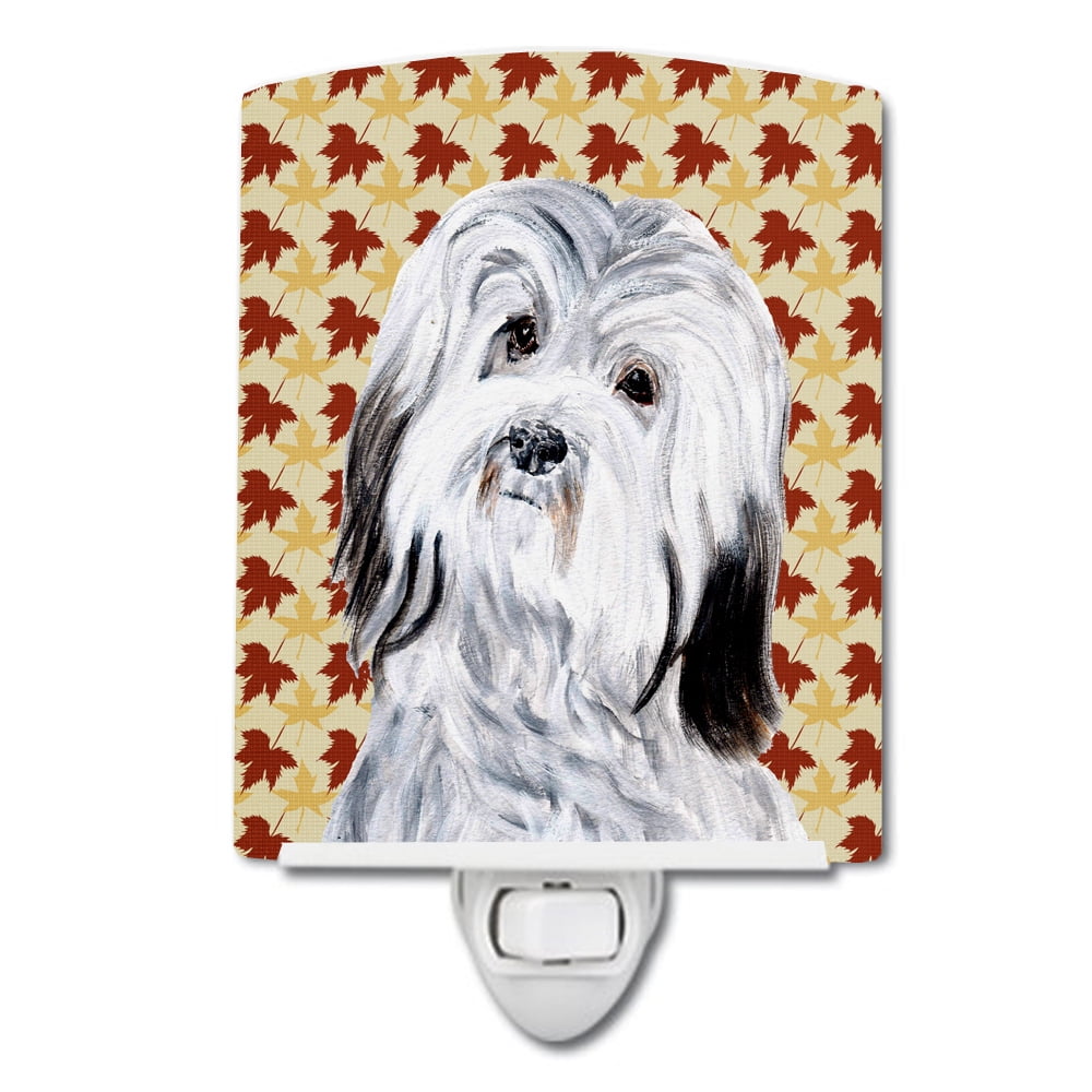 SC9689CNL Havanese Fall Leaves Ceramic Night Light