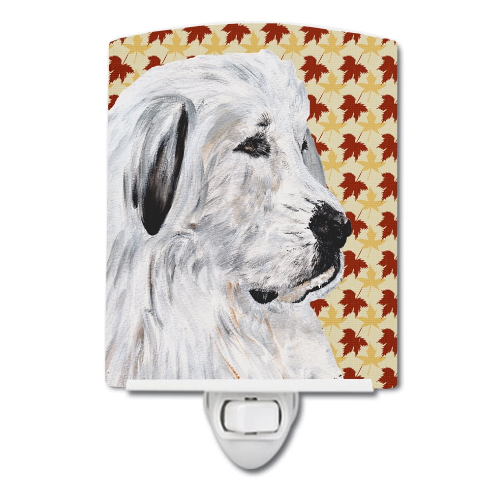 SC9690CNL Great Pyrenees Fall Leaves Ceramic Night Light