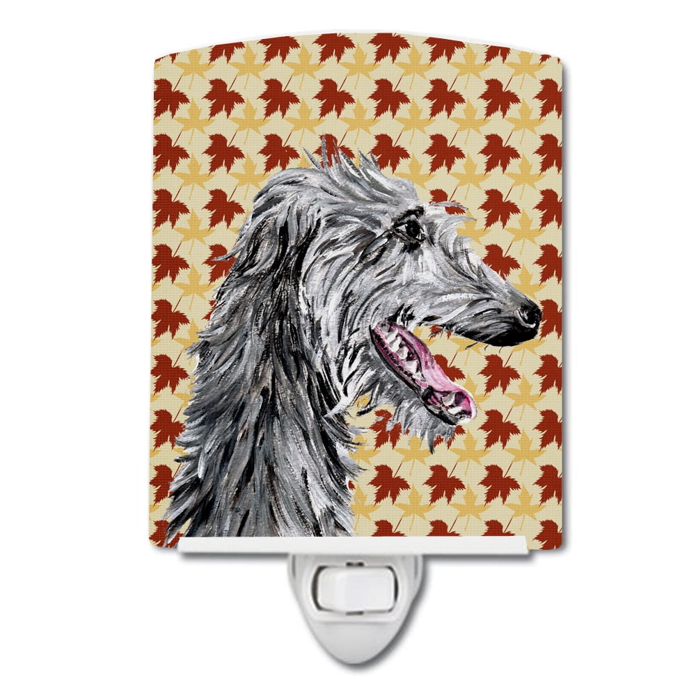 Scottish Deerhound Fall Leaves Ceramic Night Light