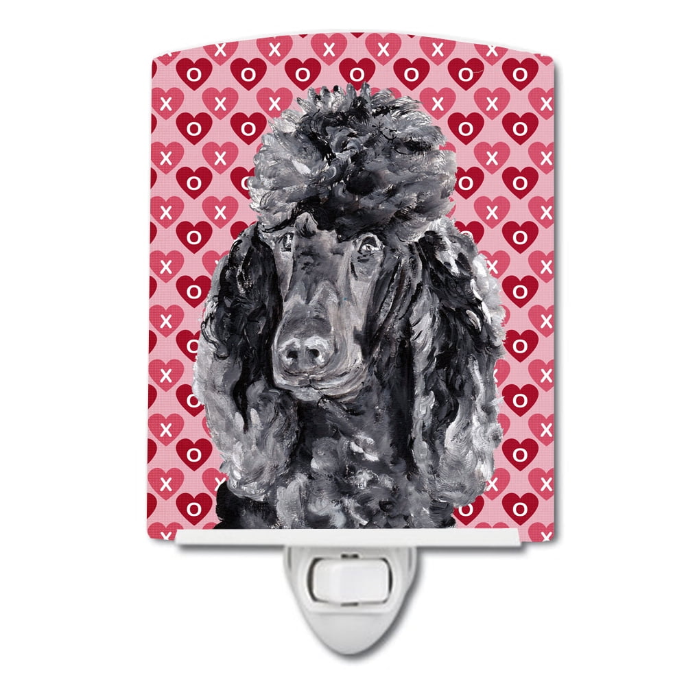 Black Standard Poodle Hearts & Love Ceramic Night Light