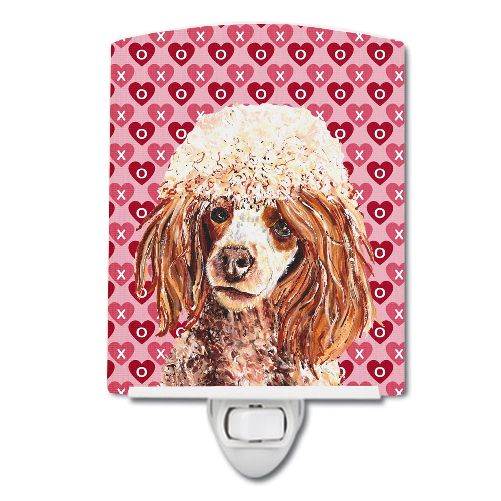 Red Miniature Poodle Hearts & Love Ceramic Night Light