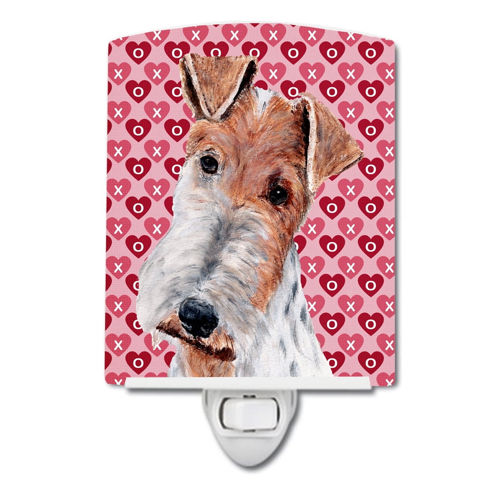 Wire Fox Terrier Hearts & Love Ceramic Night Light