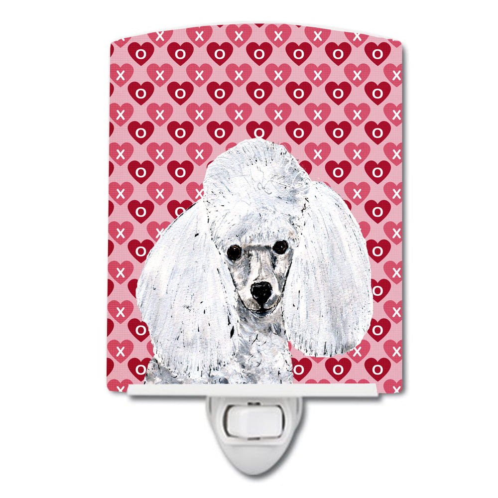 White Toy Poodle Hearts & Love Ceramic Night Light