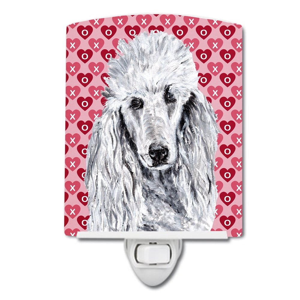 SC9703CNL White Standard Poodle Hearts & Love Ceramic Night Light
