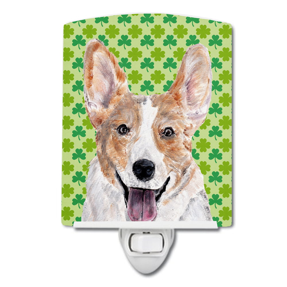 Cardigan Corgi Lucky Shamrock St. Patricks Day Ceramic Night Light