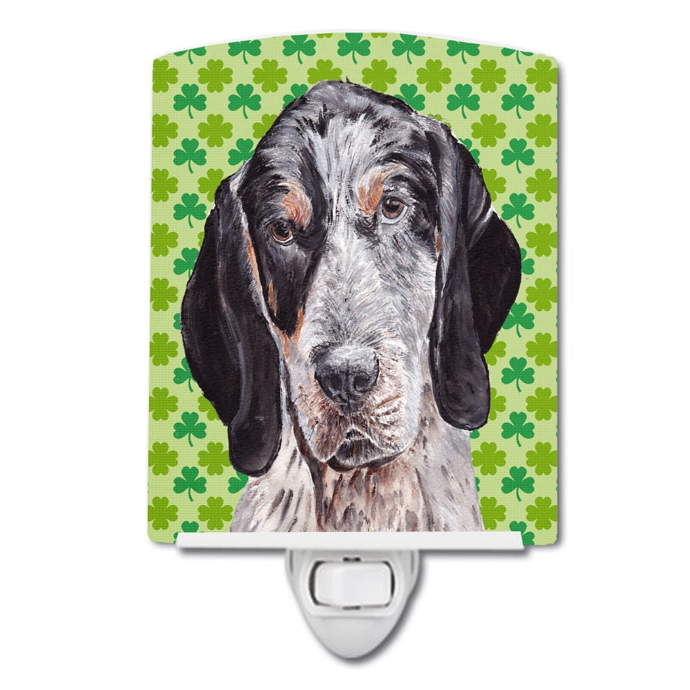 Blue Tick Coonhound Lucky Shamrock St. Patricks Day Ceramic Night Light