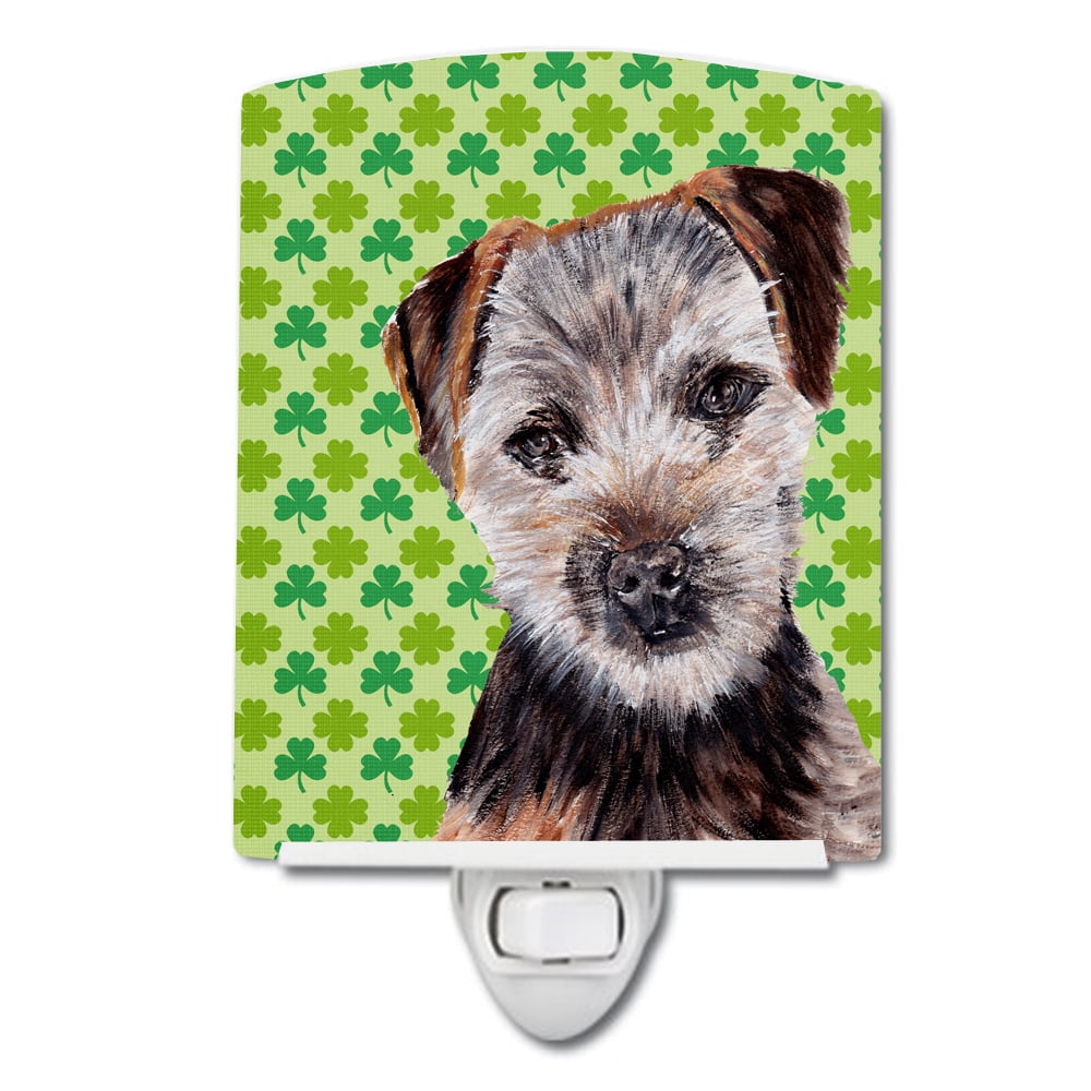 Norfolk Terrier Puppy Lucky Shamrock St. Patricks Day Ceramic Night Light