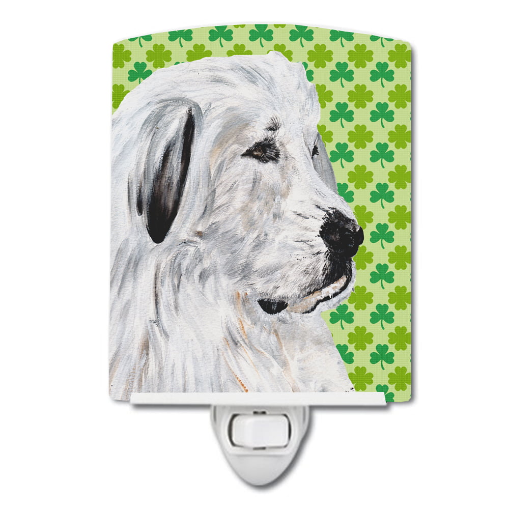 Great Pyrenees Lucky Shamrock St. Patricks Day Ceramic Night Light