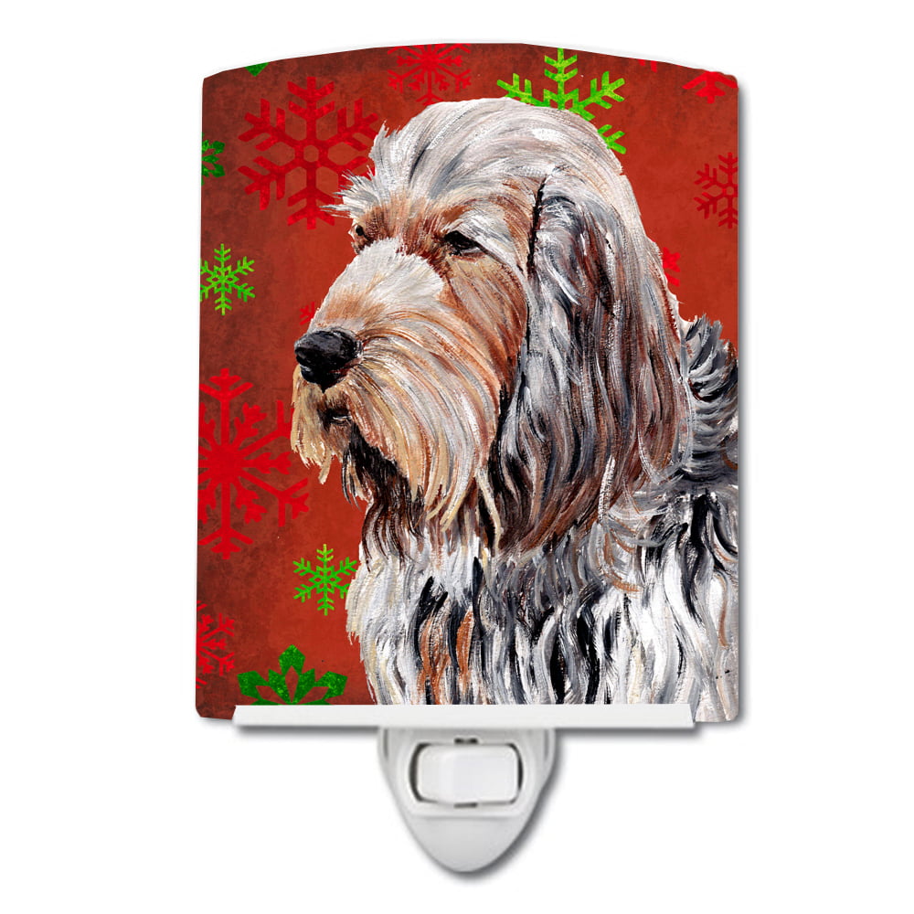 Otterhound Red Snowflakes Holiday Ceramic Night Light