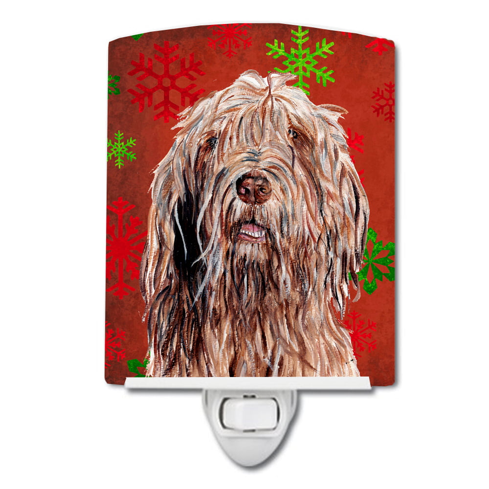 Otterhound Red Snowflakes Holiday Ceramic Night Light