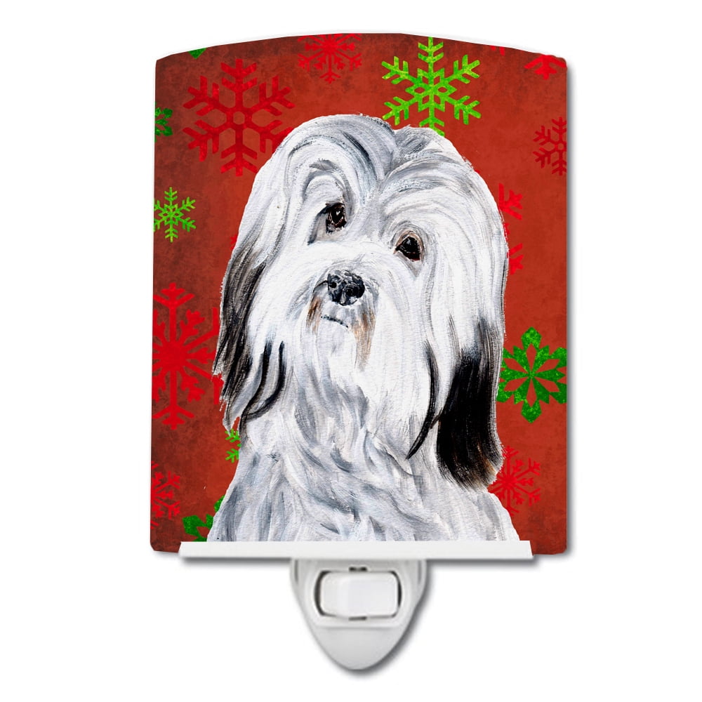 Havanese Red Snowflakes Holiday Ceramic Night Light