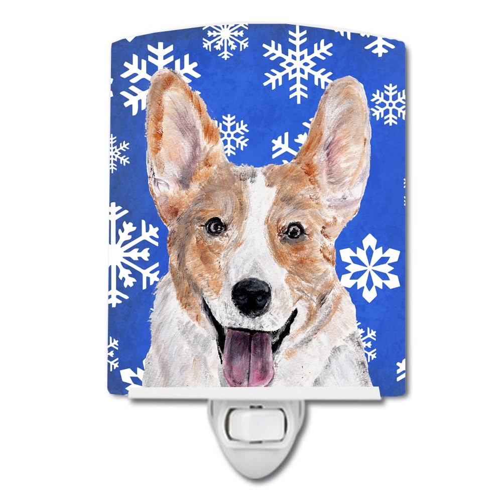 Cardigan Corgi Winter Snowflakes Ceramic Night Light