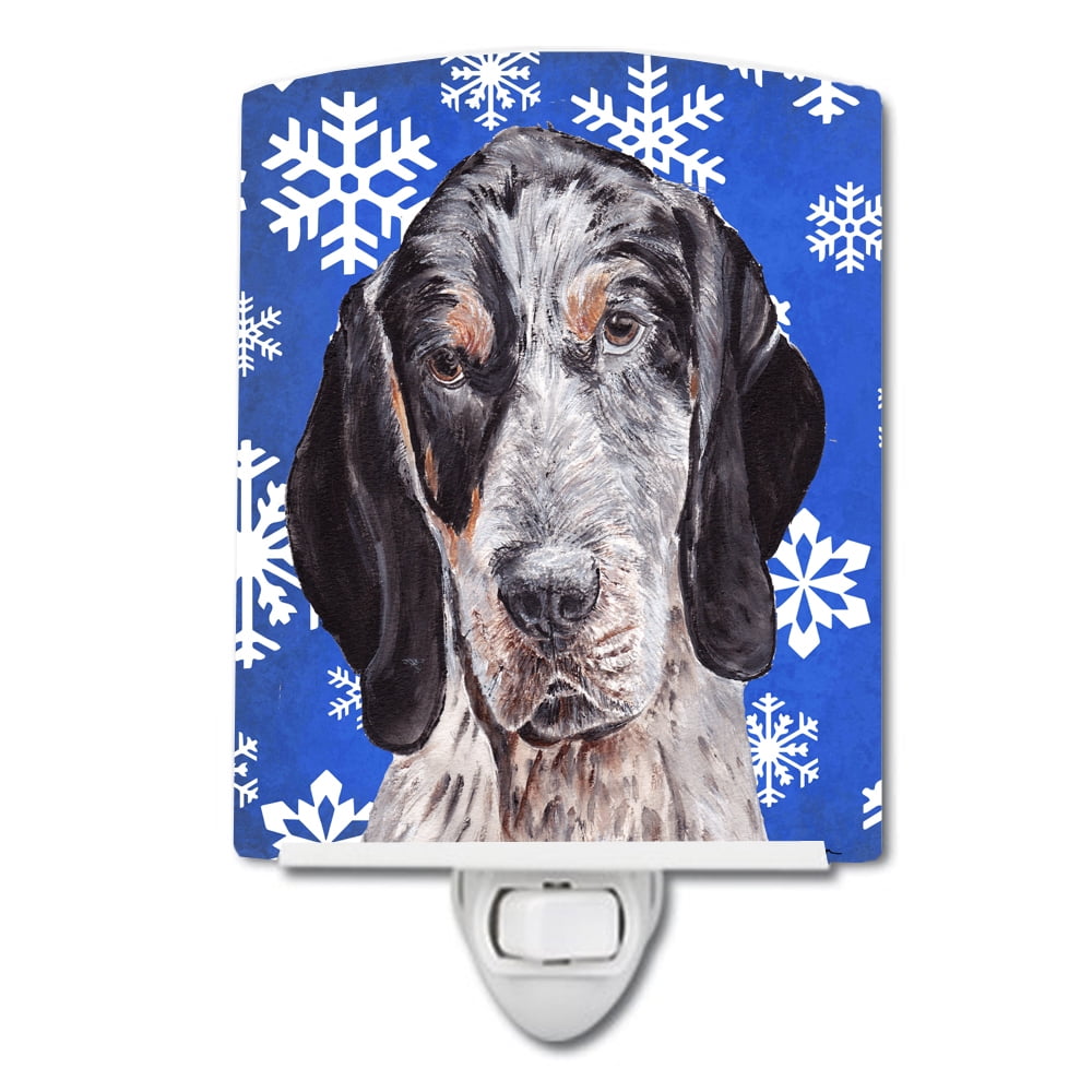 Blue Tick Coonhound Winter Snowflakes Ceramic Night Light