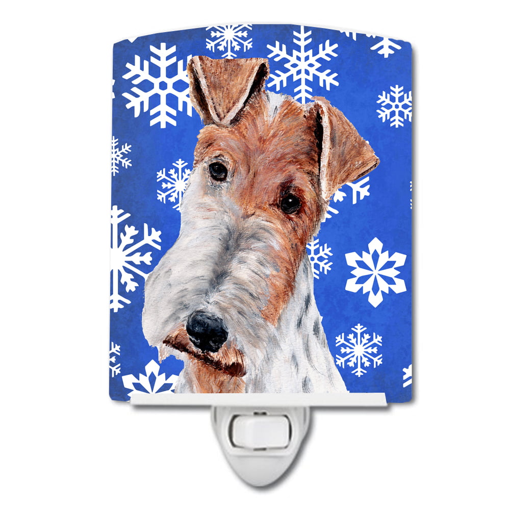 SC9772CNL Wire Fox Terrier Winter Snowflakes Ceramic Night Light