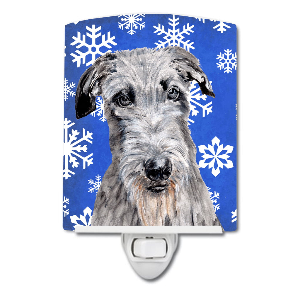 Scottish Deerhound Winter Snowflakes Ceramic Night Light