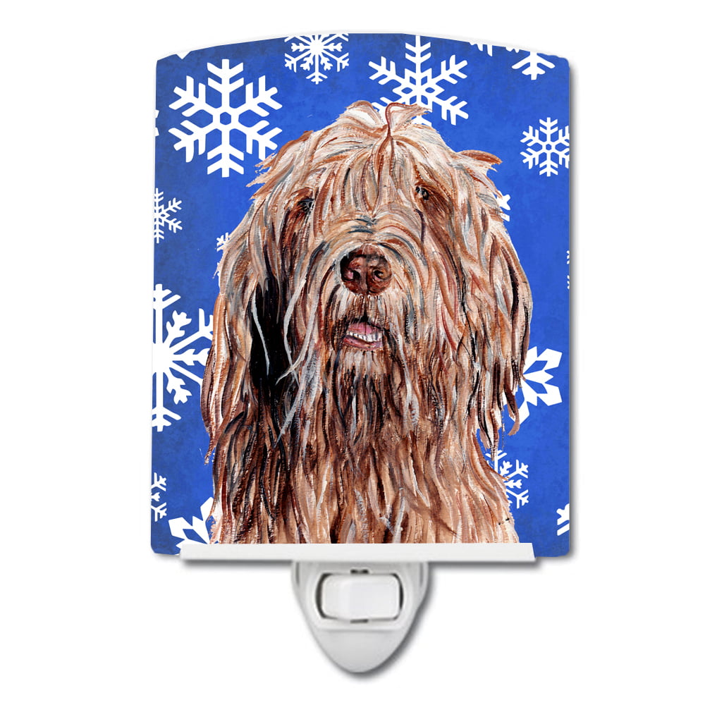 Otterhound Winter Snowflakes Ceramic Night Light