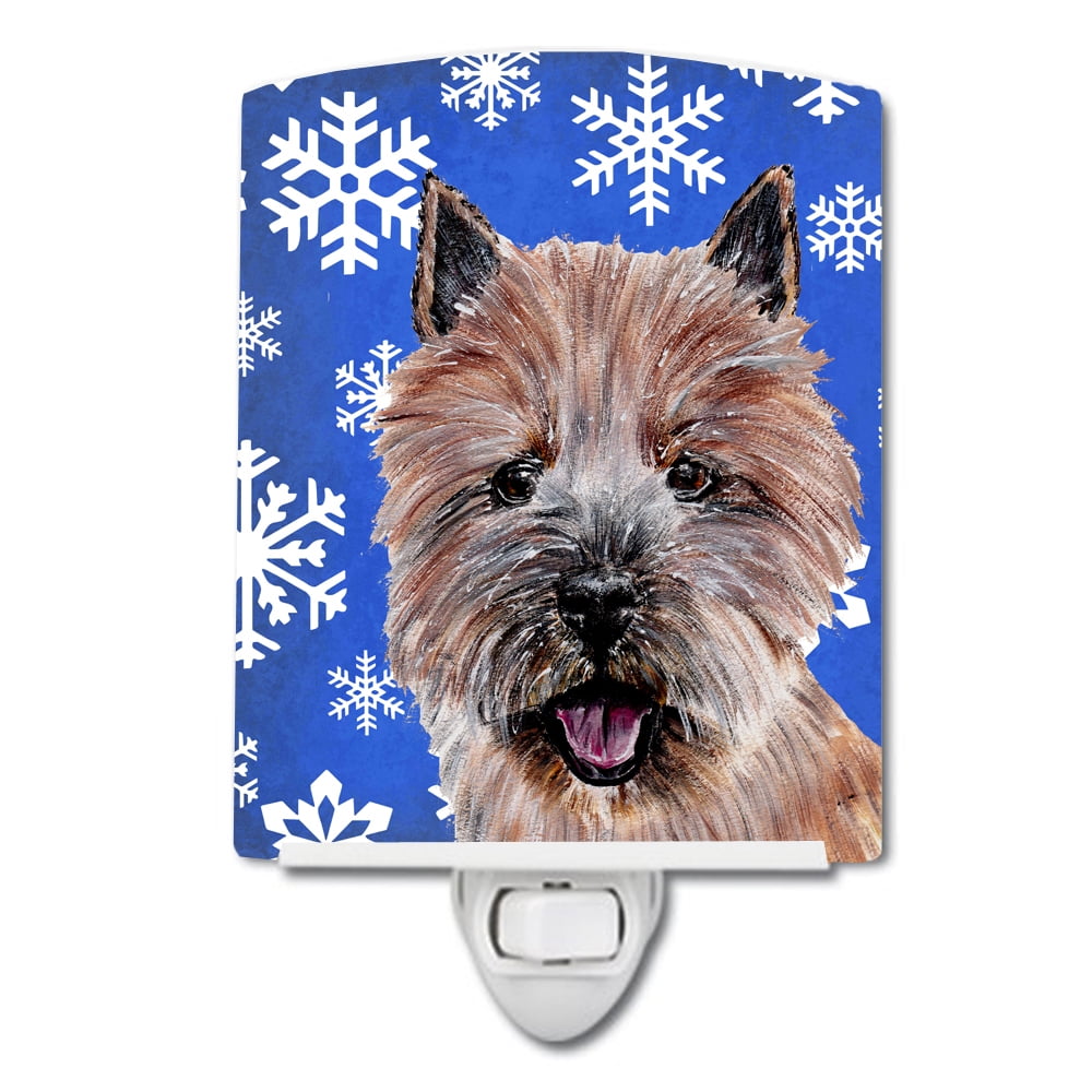 Norwich Terrier Winter Snowflakes Ceramic Night Light