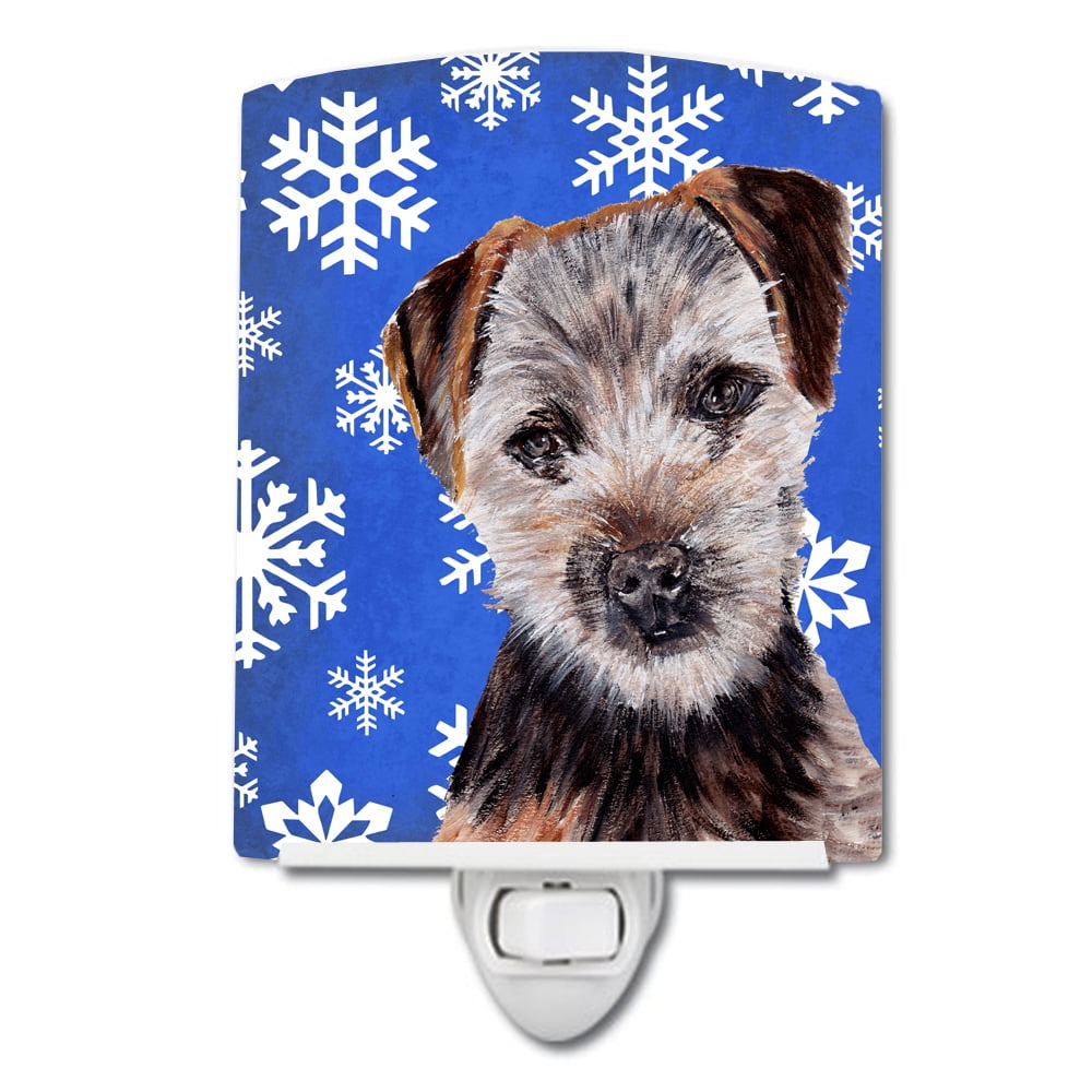 Norfolk Terrier Puppy Winter Snowflakes Ceramic Night Light