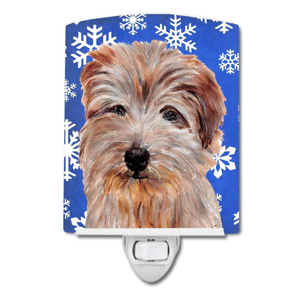 Norfolk Terrier Winter Snowflakes Ceramic Night Light