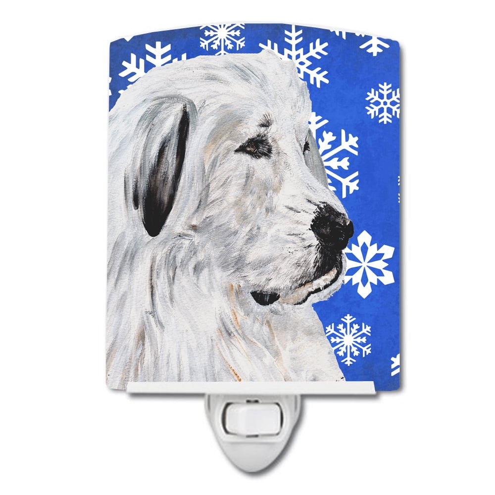 Great Pyrenees Winter Snowflakes Ceramic Night Light